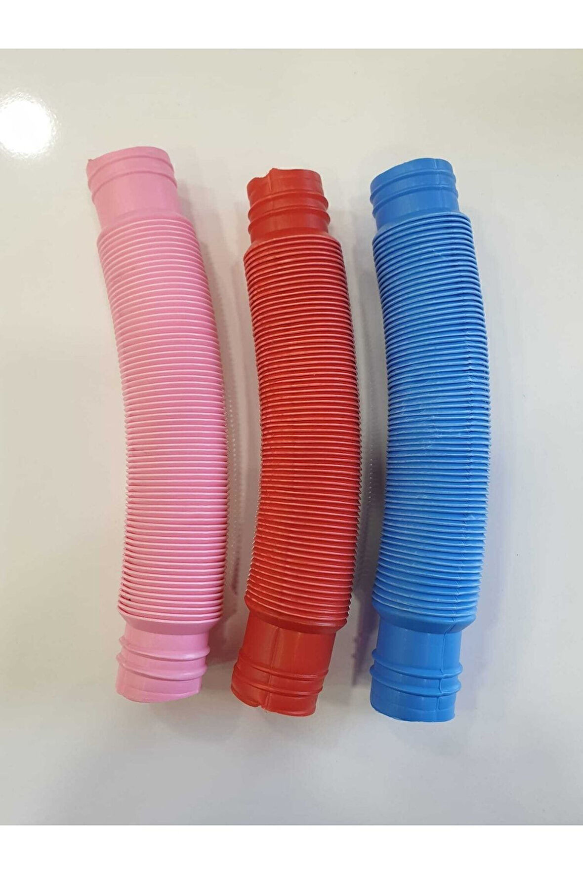 Eğitici Öğretici Çocuk Oyuncaklar Pop Tubes Mavi-kırmızı-pembe 3Adet Renkli Uzayan Borular