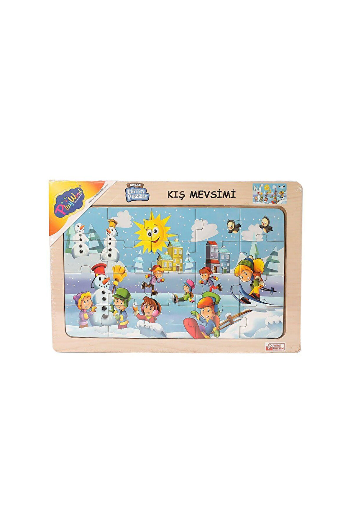 Kız Çocuk Oyuncak Erkek Çocuk Oyuncak ONY-109-110-111-112 Ahşap Eğitici Çocuk Puzzle -Kış Mevsimi Eğ