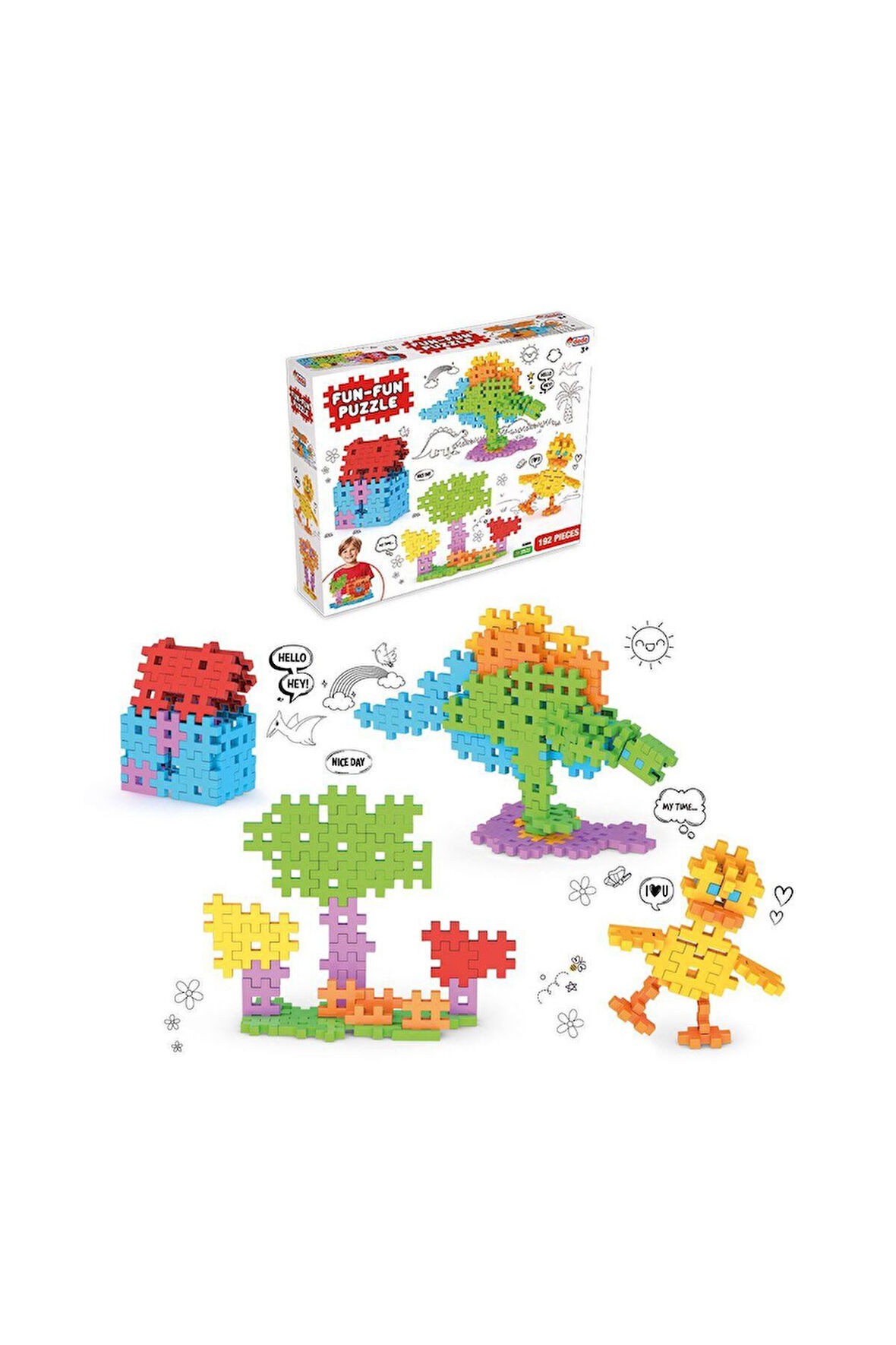 Kız Çocuk Oyuncak Erkek Çocuk Oyuncak 03906 Fun Fun Puzzle 192 Parça Eğitici Oyuncaklar