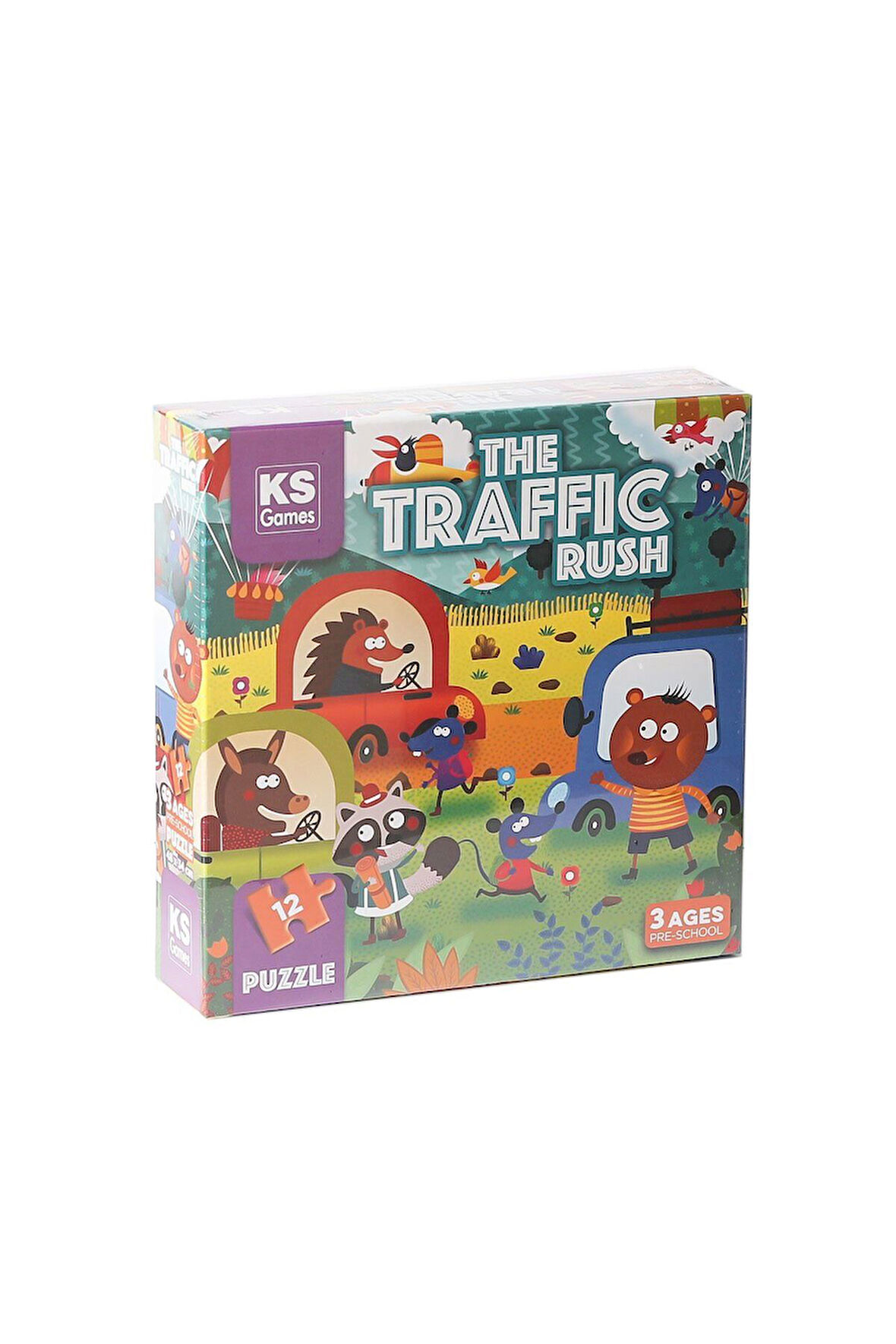 Kız Çocuk Oyuncak Erkek Çocuk Oyuncak PRS 32702 The Traffic Rush Pre School Puzzle 12 Parça Eğitici