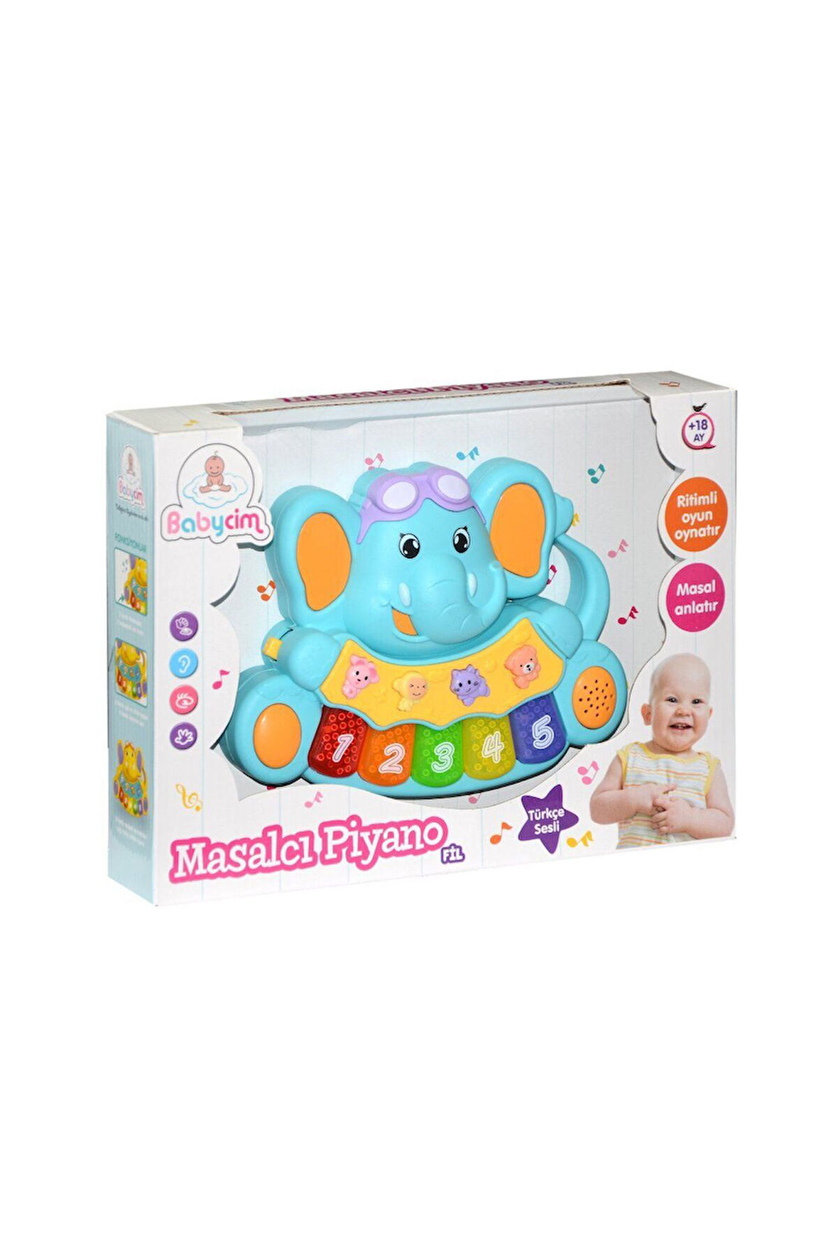 Kız Çocuk Oyuncak Erkek Çocuk Oyuncak 855-31A-24 Birliktoys, Babycim Masalcı Piyano-Fil Eğitici Oyun