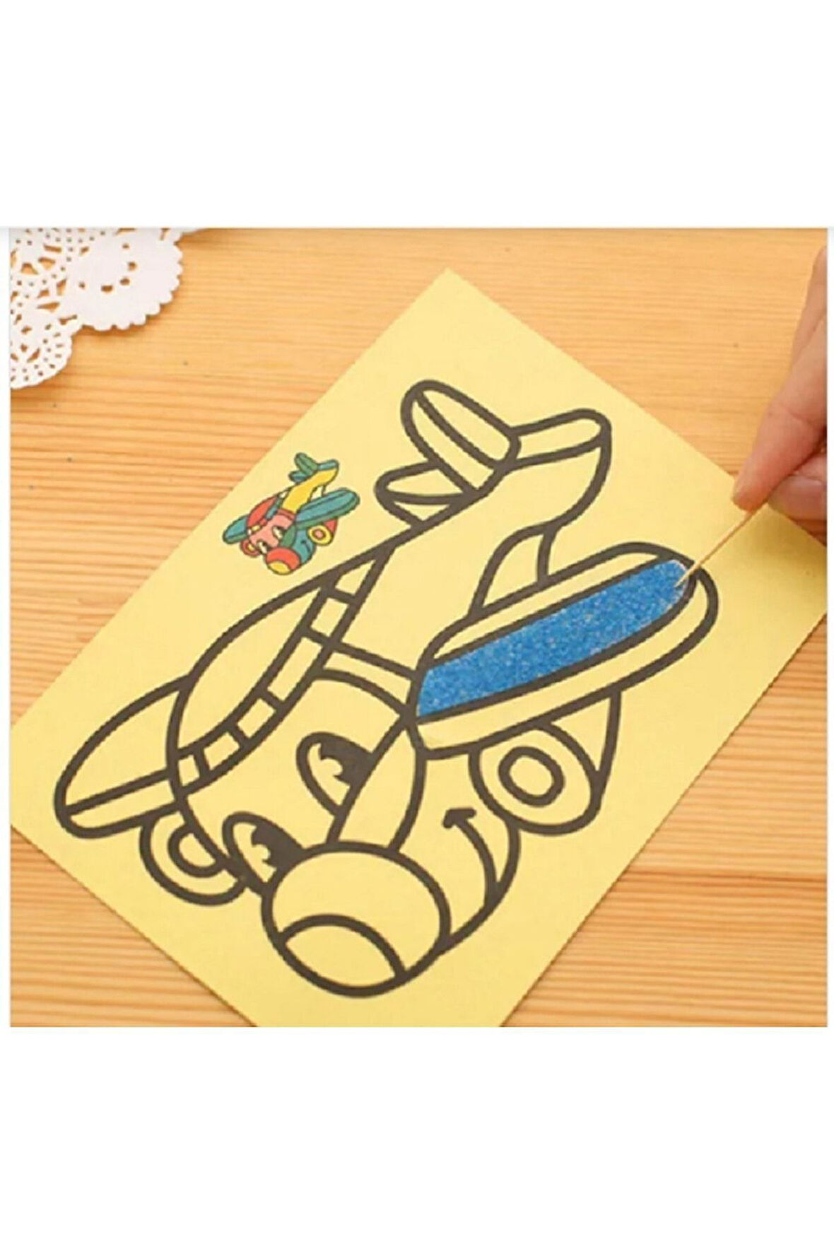 Eğitici Öğretici Çocuk Oyuncaklar 5Adet Kum Boyama Seti Kumla Resim Çizme Oyunu