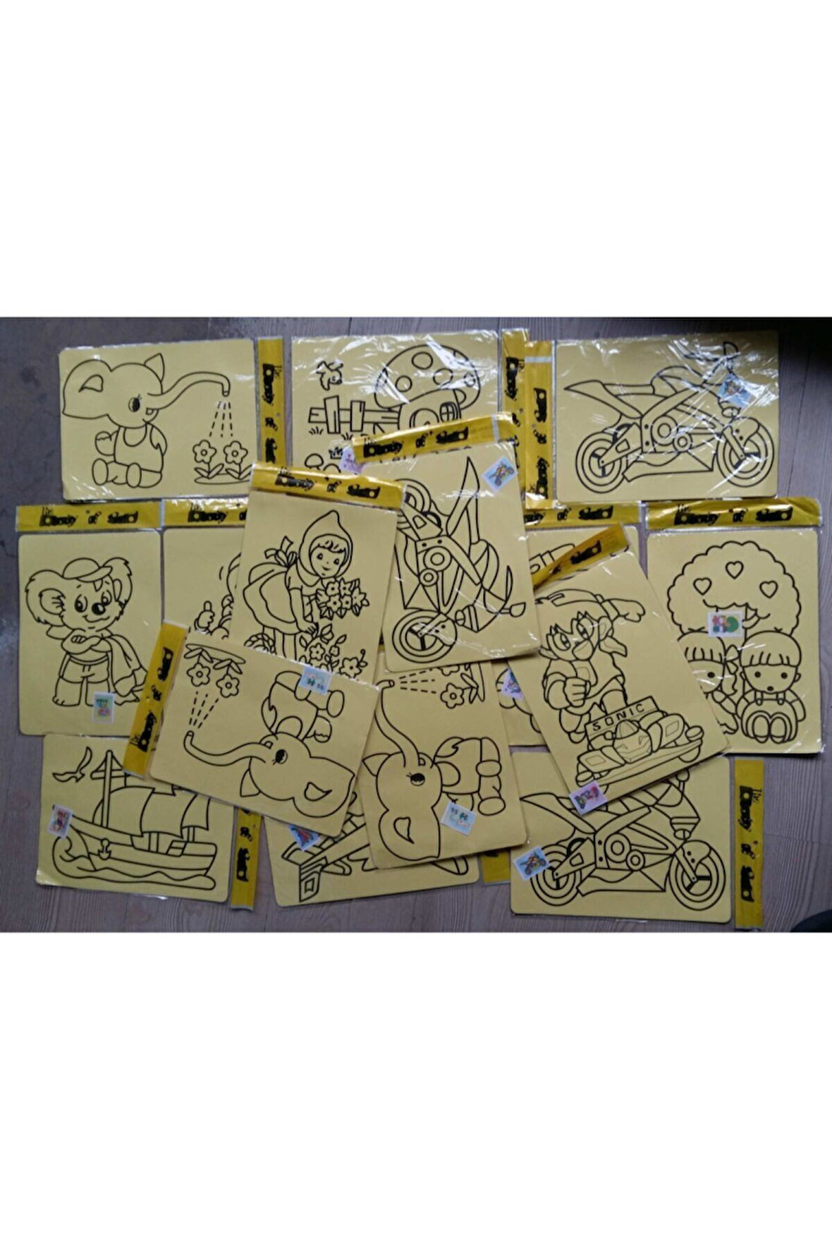 Eğitici Öğretici Çocuk Oyuncaklar Büyük Boy Kum Boyama Seti 10Adet Birden