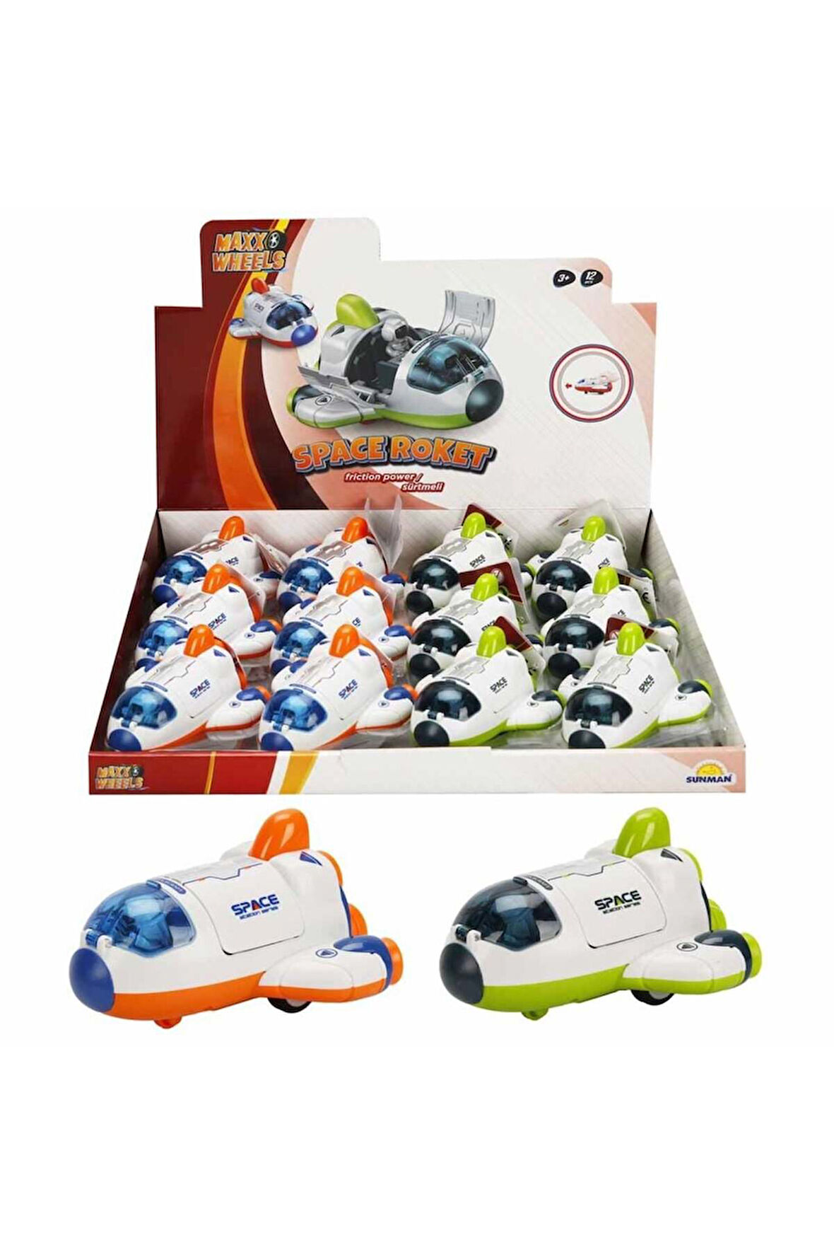 Kız Çocuk Oyuncak Erkek Çocuk Oyuncak Maxx Wheels Astronotlu Sürtmeli Uzay Mekiği Eğitici Oyuncaklar