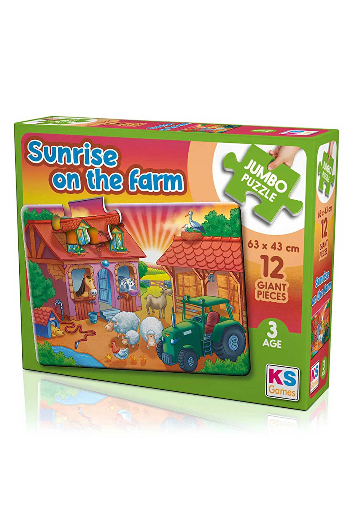 Kız Çocuk Oyuncak Erkek Çocuk Oyuncak KS Games Sunrise On The Farm 12 Parça Puzzle Eğitici Oyuncakla