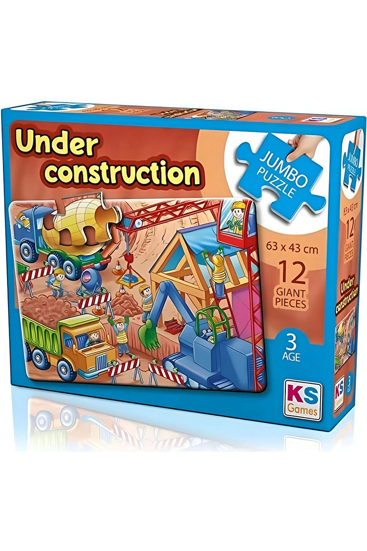 Kız Çocuk Oyuncak Erkek Çocuk Oyuncak KS Games Under Construction Jumbo 12 Parça Puzzle Eğitici Oyun
