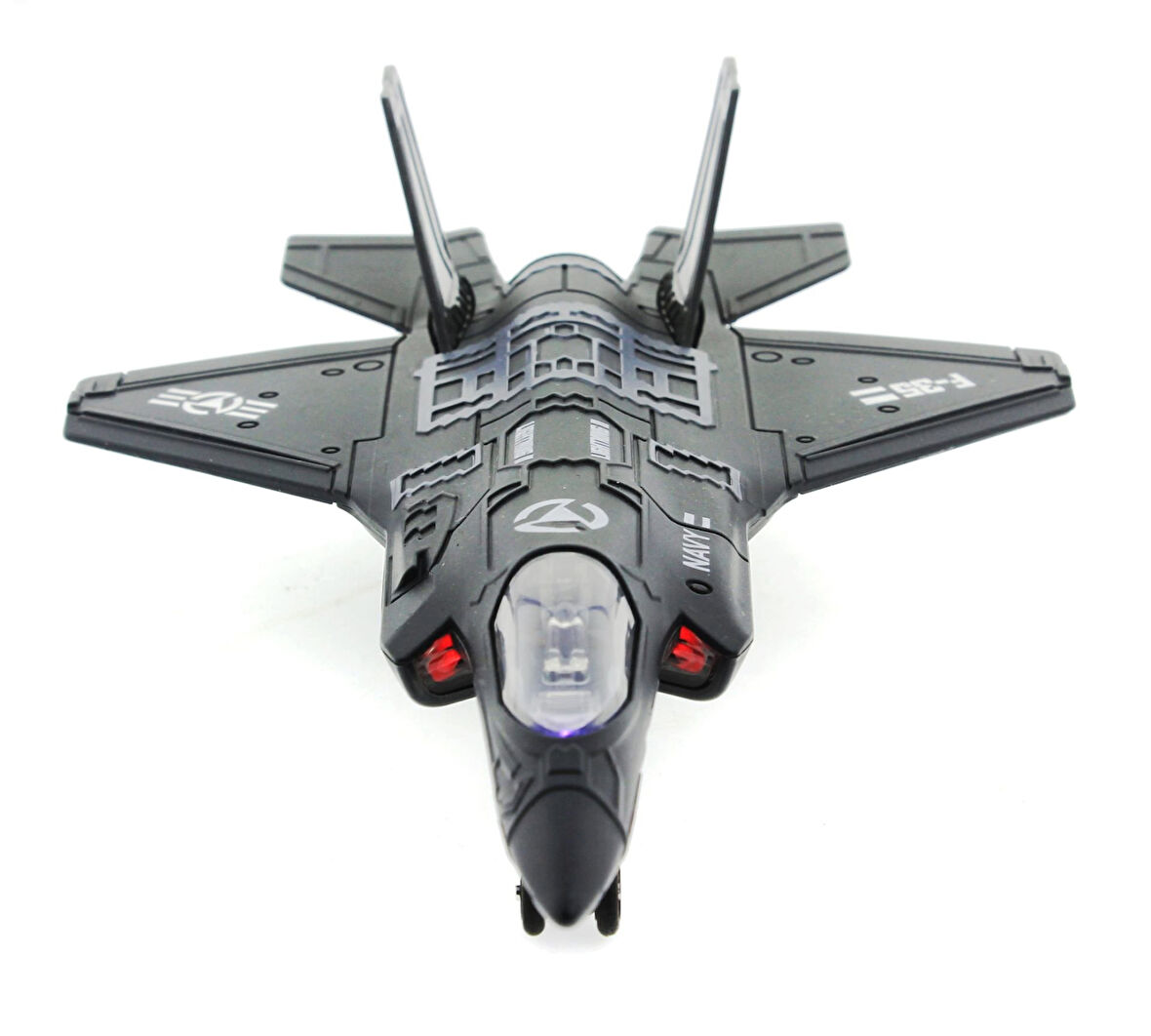 Eğitici Oyuncak Çek Bırak Metal F-35 Benzeri Koyu Gri Savaş Uçağı Sesli Işıklı Kız Erkek Çocuk Eğitici Öğretici Oyun