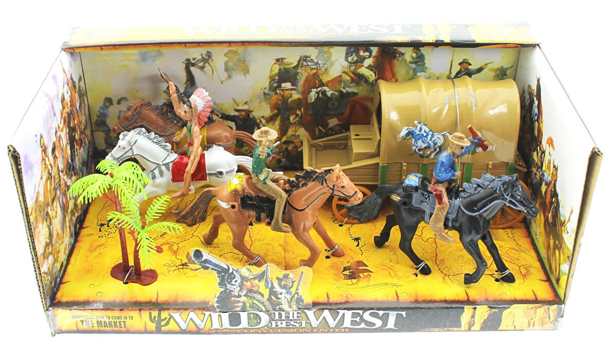Eğitici Oyuncak Figürlü kızılderili Kovboy Seti Kız Erkek Çocuk Eğitici