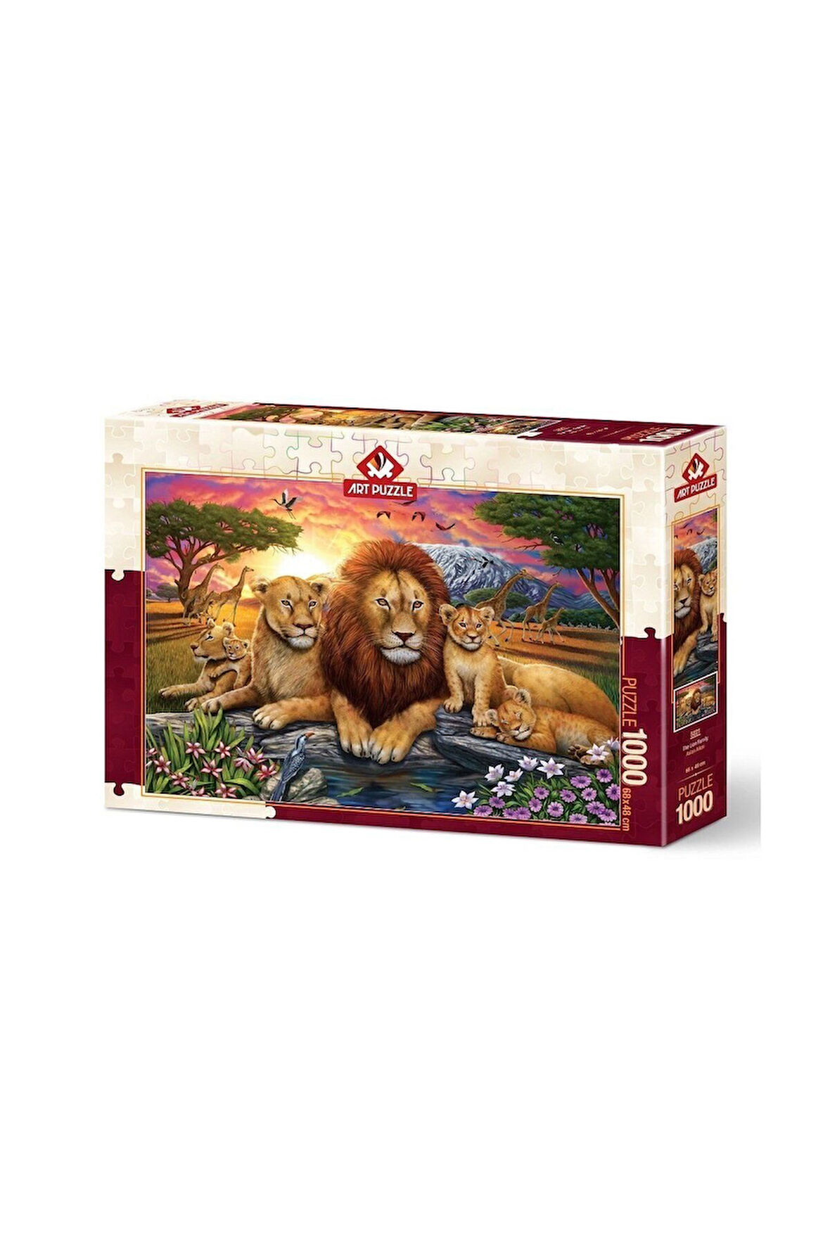 Kız Çocuk Oyuncak Erkek Çocuk Oyuncak 5221 Art Puzzle, Aslan Ailesi 1000 Parça Puzzle Eğitici Oyunca