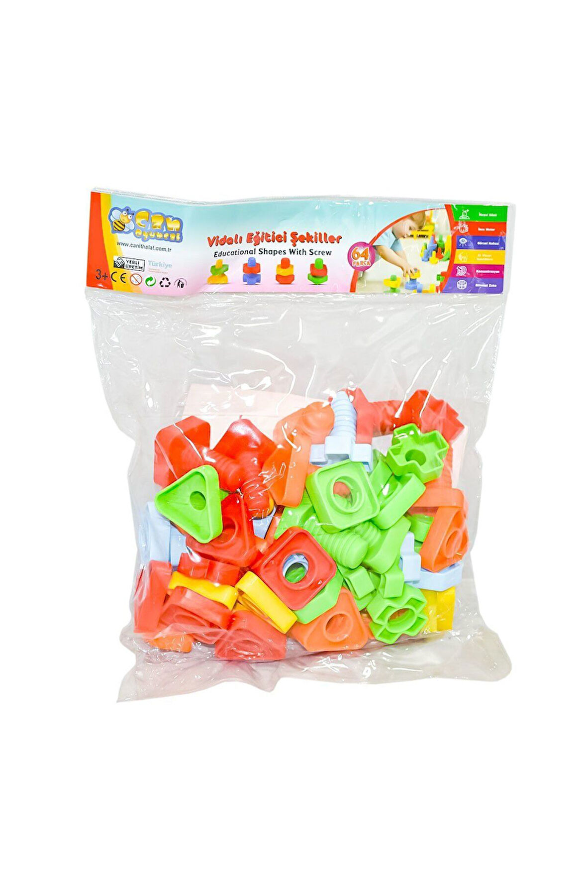 Kız Çocuk Oyuncak Erkek Çocuk Oyuncak HC1026 Cıvata Bloklar 64 Parça Eğitici Oyuncaklar