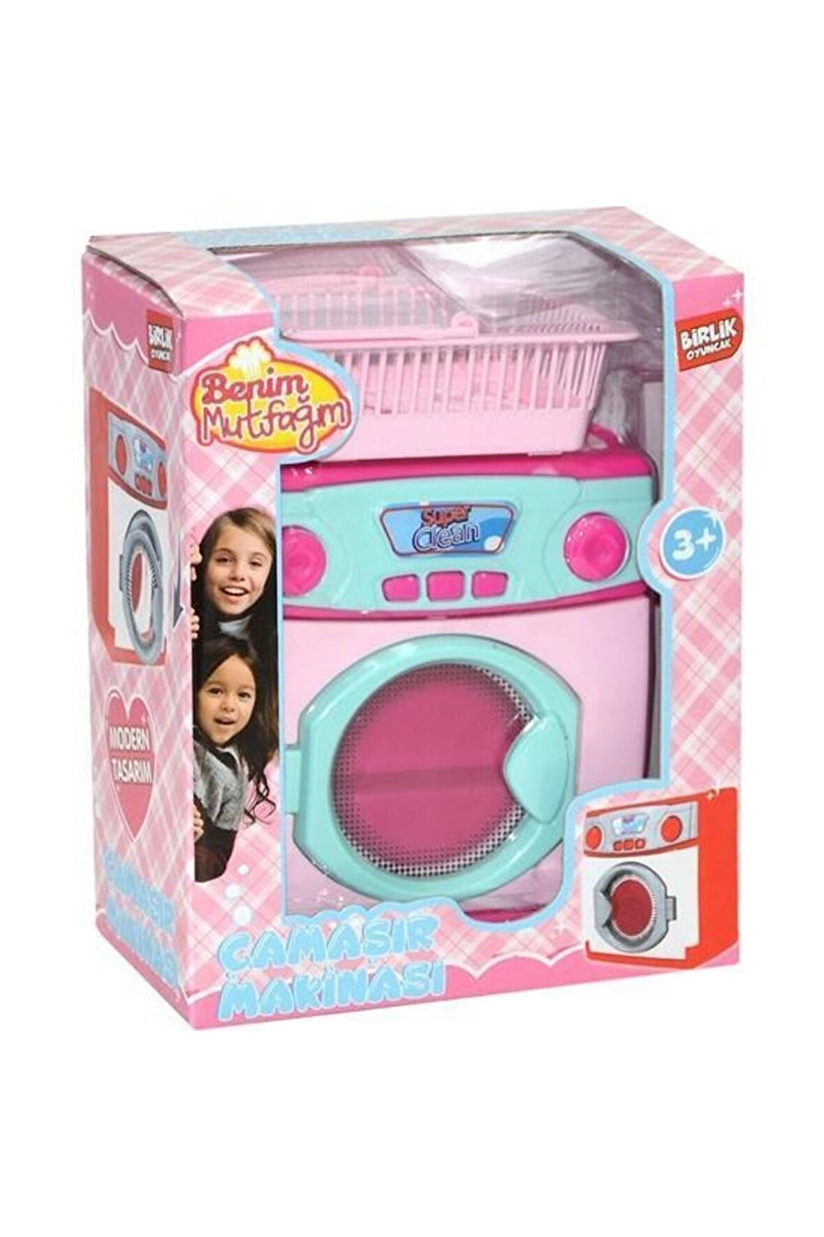 Eğitici Öğretici Çocuk Oyuncaklar Birlik Kutulu Mini Çamaşır Makinası Pembe Kız Cocuk Erkek Cocuk Oy