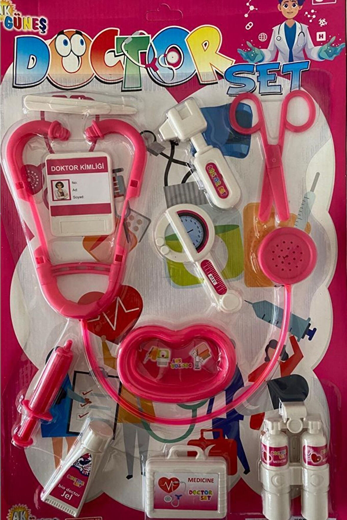 Eğitici Öğretici Çocuk Oyuncaklar Oyuncak Doktor Seti Pembe