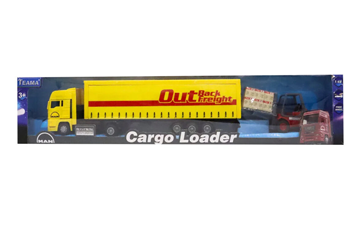 Kız Erkek Çocuk Oyuncak Kutulu Sürtmeli Forklift ve Mavi Konteynır Tır Kız Erkek Çocuk Eğitici Eğitici O