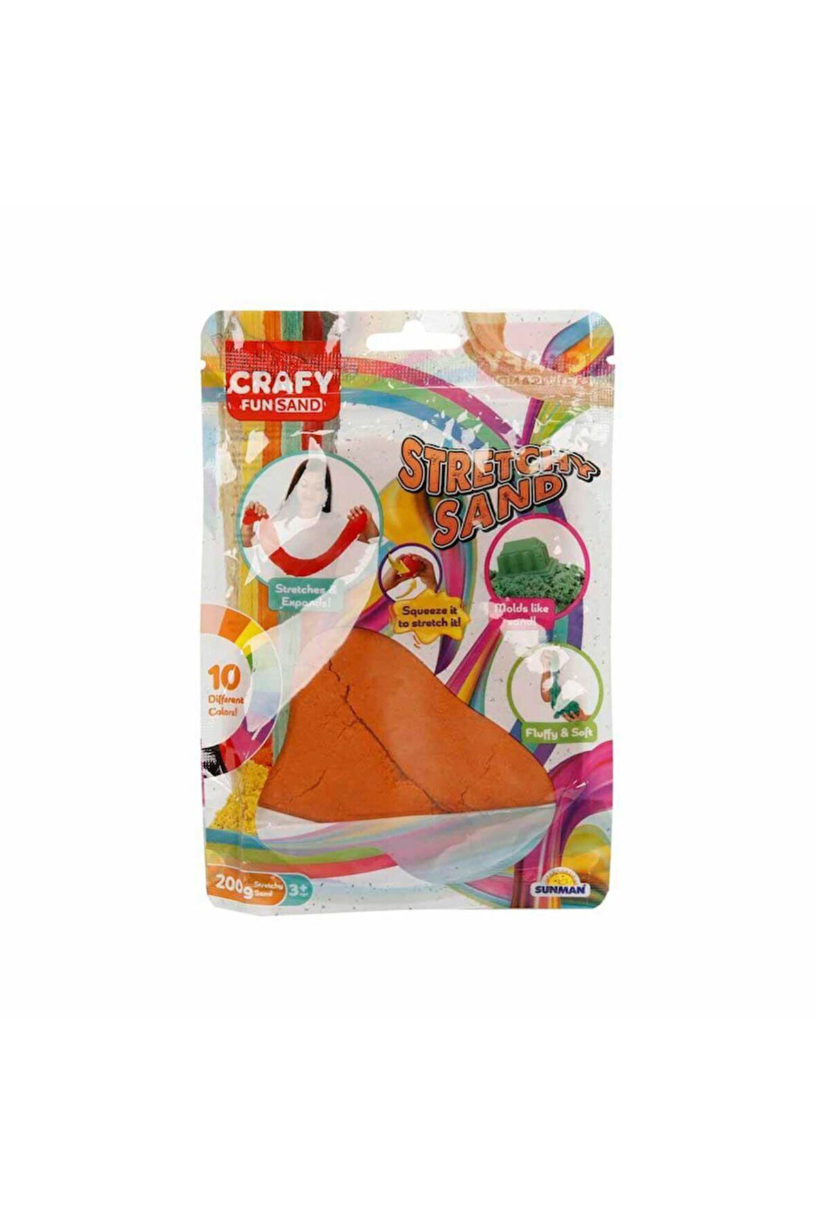Kız Çocuk Oyuncak Erkek Çocuk Oyuncak 3601 Crafy Streç Oyun Kumu Turuncu 200 g Eğitici Oyuncaklar