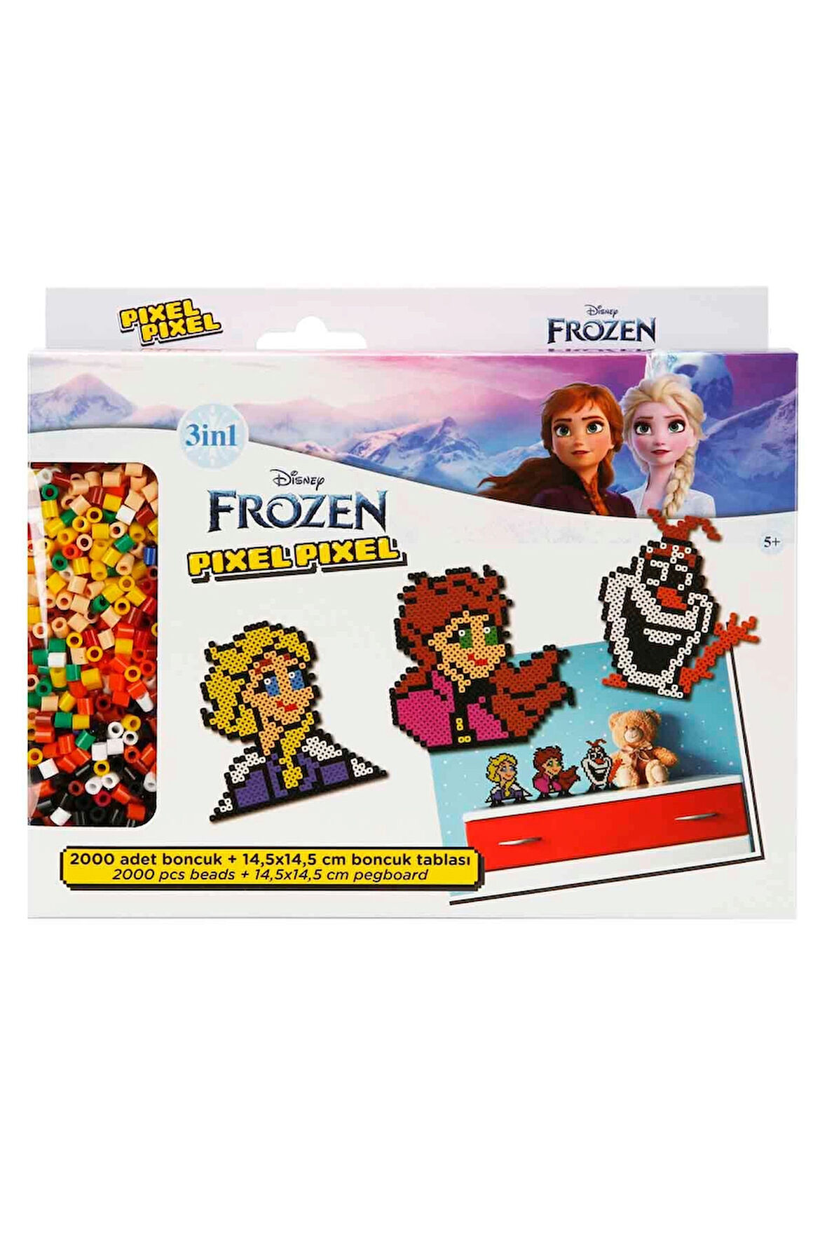 Kız Çocuk Oyuncak Erkek Çocuk Oyuncak 3in1 Frozen Pixel Pixel Boncuk Aktivite ve Oyuncak Seti S00005