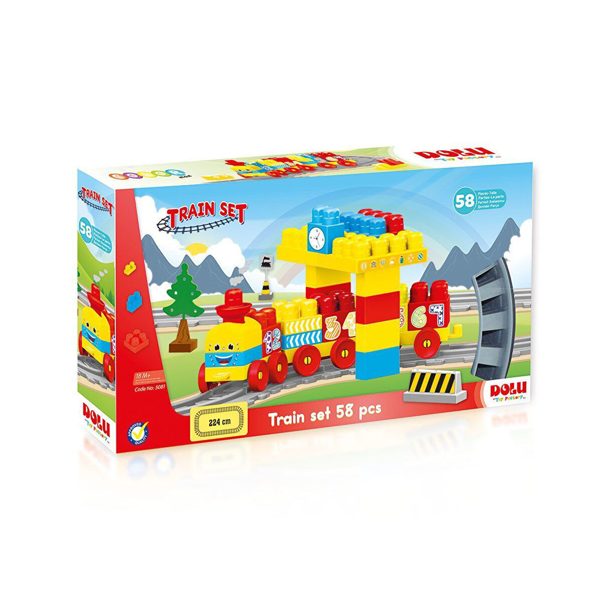 Eğlenceli Oyuncak 5081 Tren Yol Blok Seti 58 Parça Kız Erkek Çocuk Eğitici