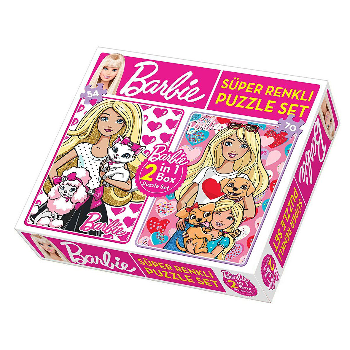 Eğlenceli Oyuncak 1542 DıyToy Süper Renkli 2si1 arada Puzzle Set - Barbie / 54+70 Parça Puzzle Kız Erkek Çocuk Eğitici