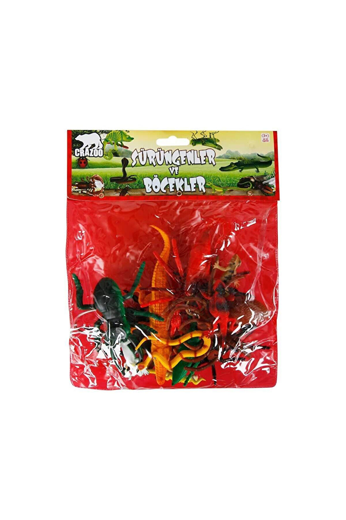 Kız Çocuk Oyuncak Erkek Çocuk Oyuncak 0716 Sürüngenler ve Böcekler Poşetli Hayvan Oyun Seti 13'lü Eğ