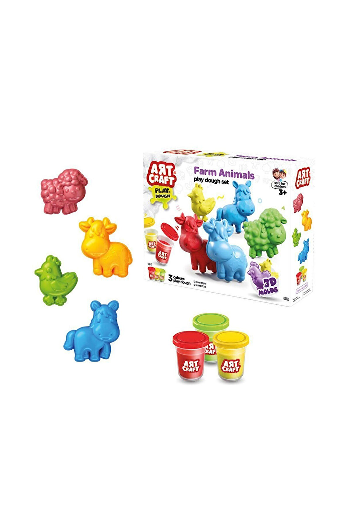 Kız Çocuk Oyuncak Erkek Çocuk Oyuncak 03993 Art Craft Çiftlik Hayvanları Hamur Set 168 Gr -Fentoys E