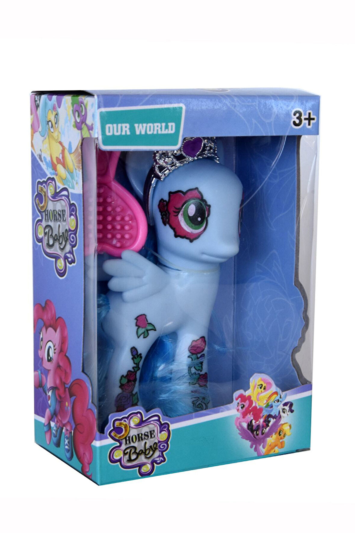 Eğitici Öğretici Çocuk Oyuncaklar Horse Baby Pony Karakter Ve Tac Tarak Seti Mavi + Hediye Cüzdan