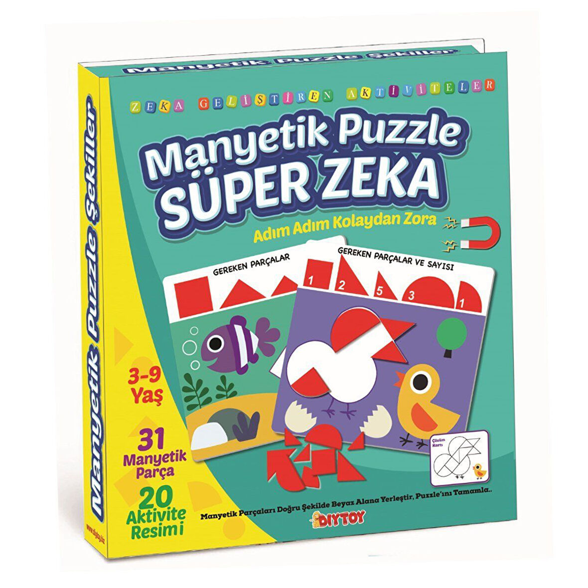 Eğlenceli Oyuncak 1536 DıyToy Manyetik Puzzle - Super Zeka / 31 Parça Puzzle / 3-9 yaş Kız Erkek Çocuk Eğitici Öğretic