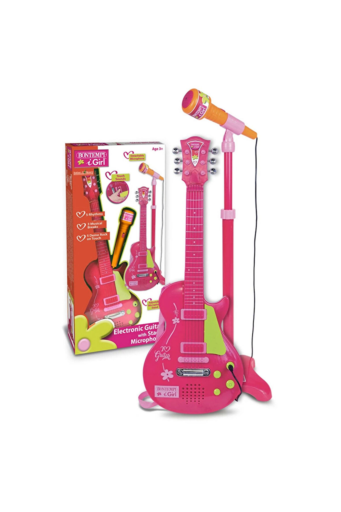 Kız Çocuk Oyuncak Erkek Çocuk Oyuncak Elektronik Ayaklı Mikrofonlu Pembe Gitar - S00045872 Eğitici O