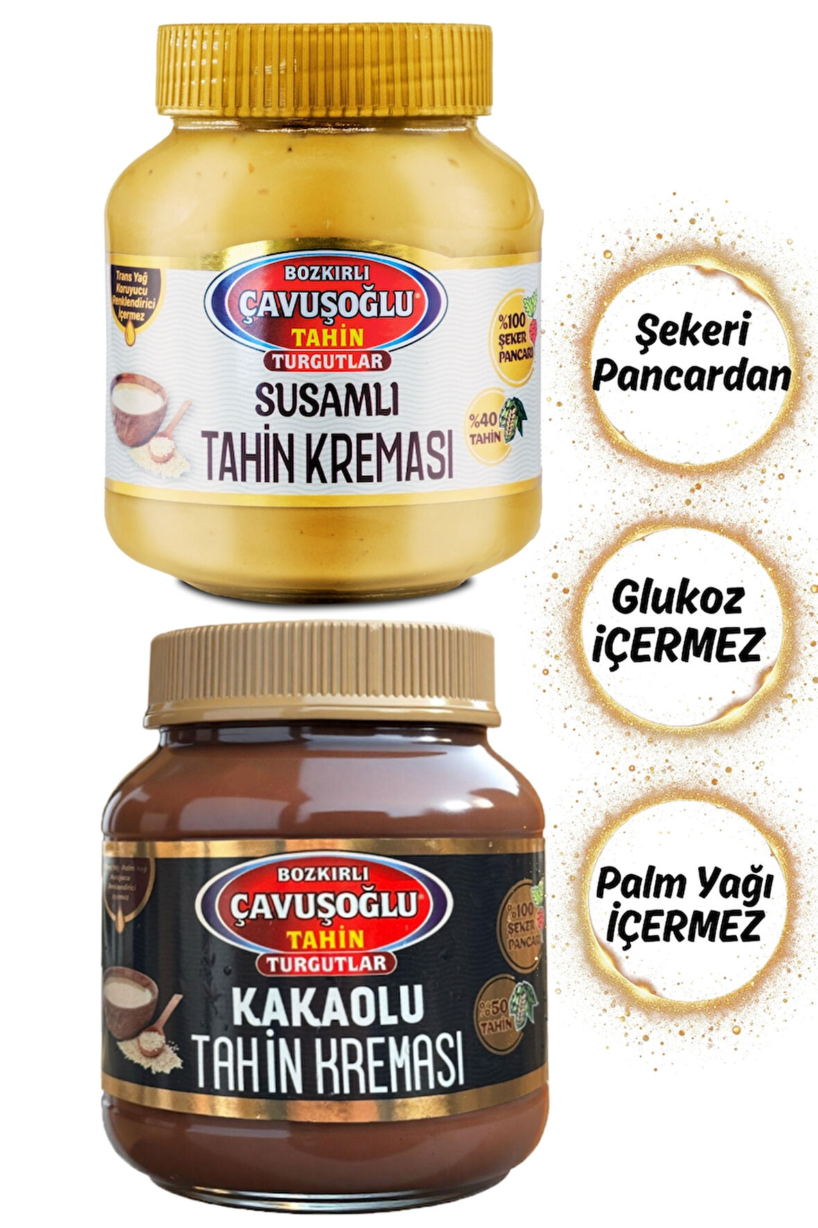 Susamlı Tahin Kreması 330g + Kakaolu Tahin Kreması 330g