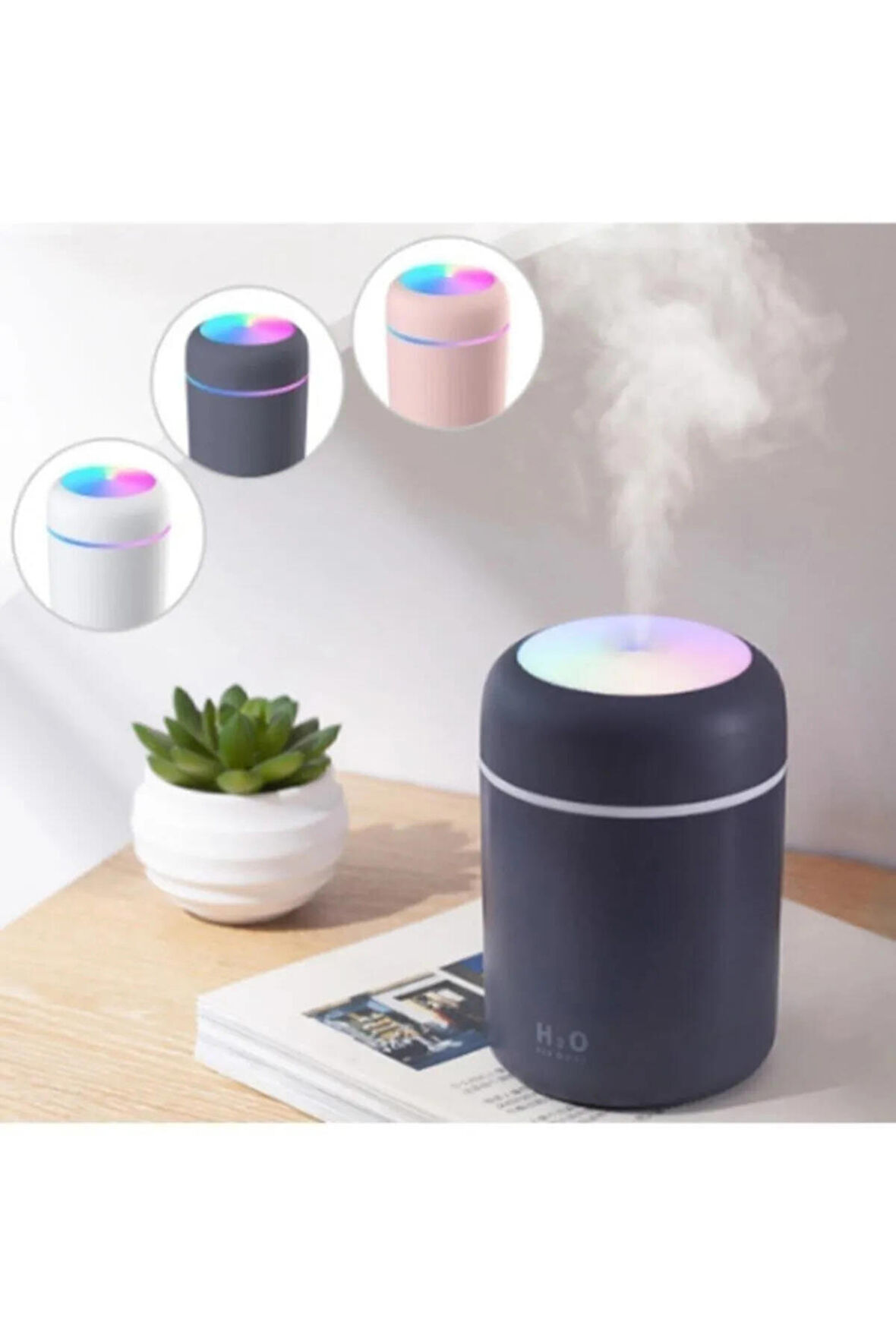 H2o Humidifier 300 Ml Işıklı Hava Nemlendirici Buhar Makinesi Ve Aroma Difüzörü