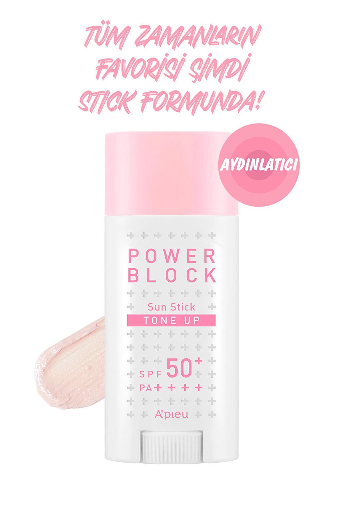 Ton Eşitleyici Aydınlatıcı Stick Güneş Koruması A'pieu Power Block Tone Up Sunstick (Pink)