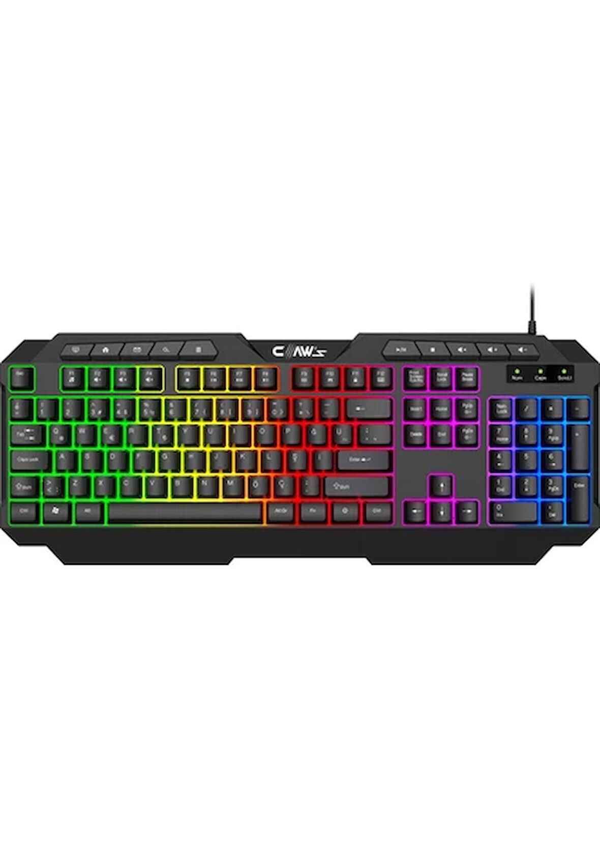 Claw's Astral K1 Rainbow Işıklandırmalı 104+10 Multimedya Tuşlu Full Set Dizilim Membran Gaming Oyuncu Klavyesi