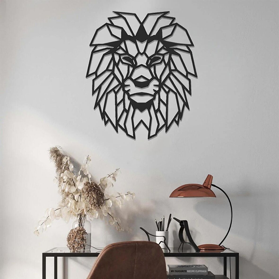 ANSAC METAL Aslan Metal Duvar Tablosu 50*60cm Siyah