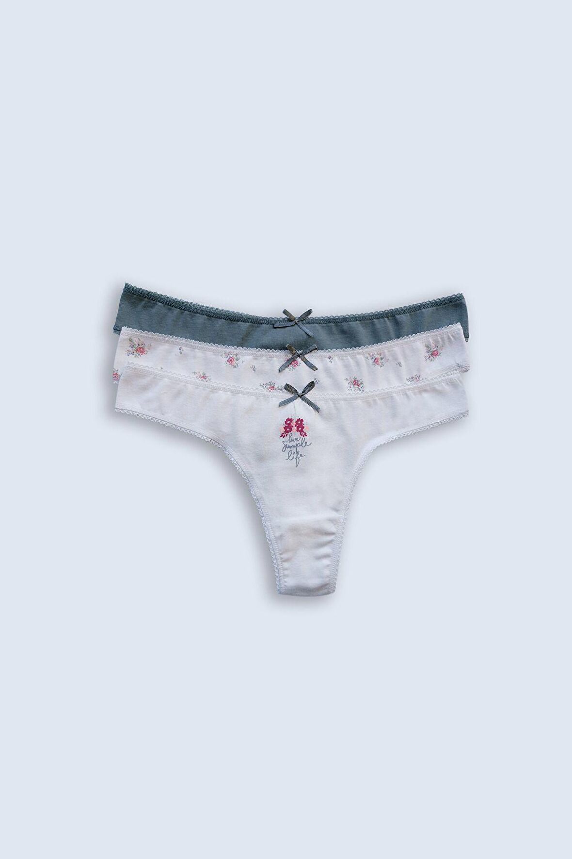 3'lü Ekonomik Paket Romance Rose 2702 Pamuklu Basic String Külot
