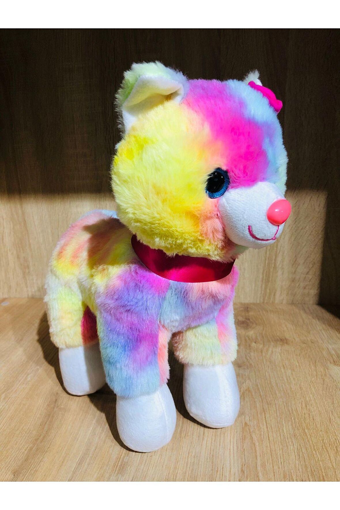 Sesli Kedi Peluş 30 cm (karnına basınca miyavlayan kedi)
