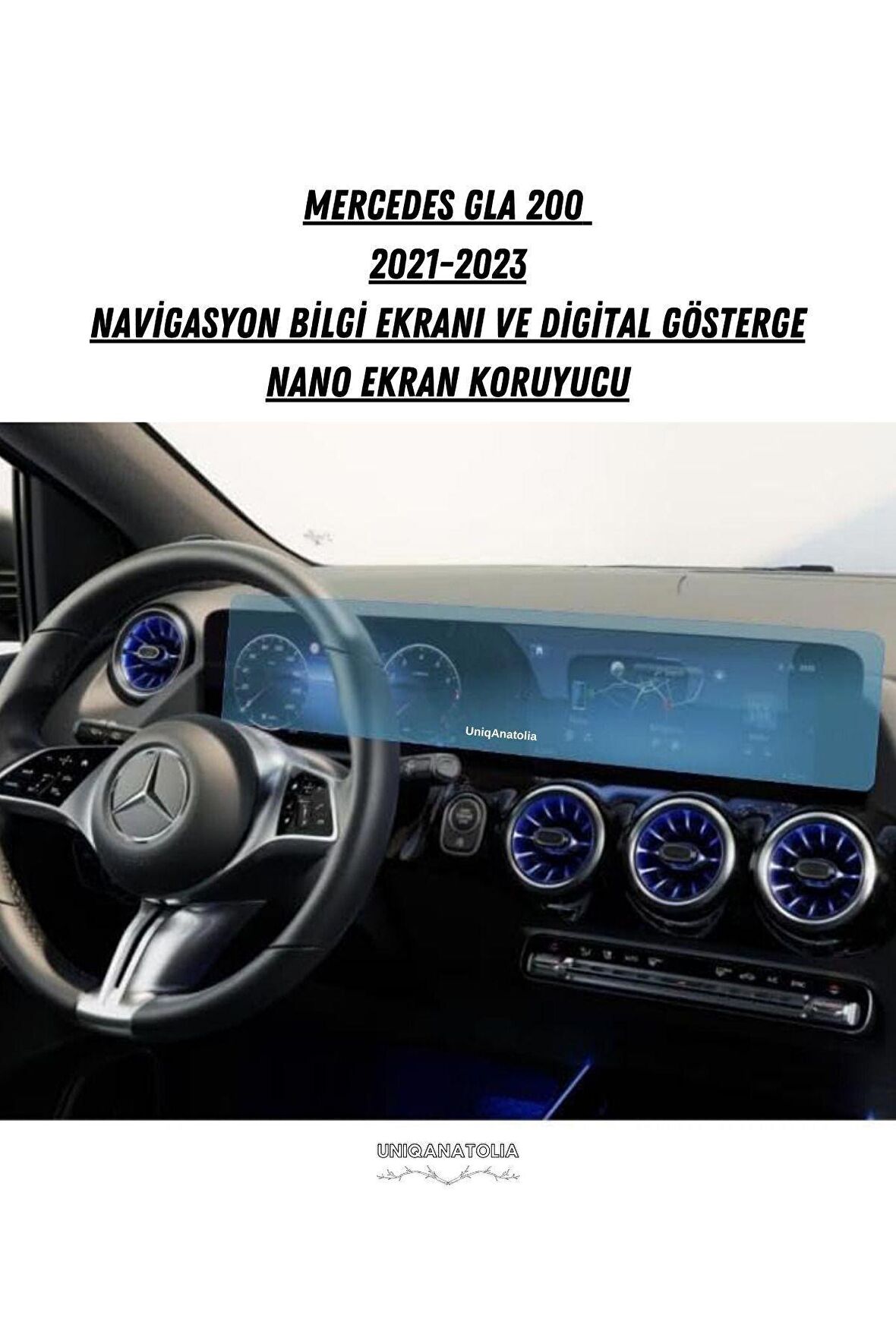 Mercedes GLA 200 2021-2023 Navigasyon Bilgi Ekranı Ve Dijital Gösterge Nano Ekran Koruyucu