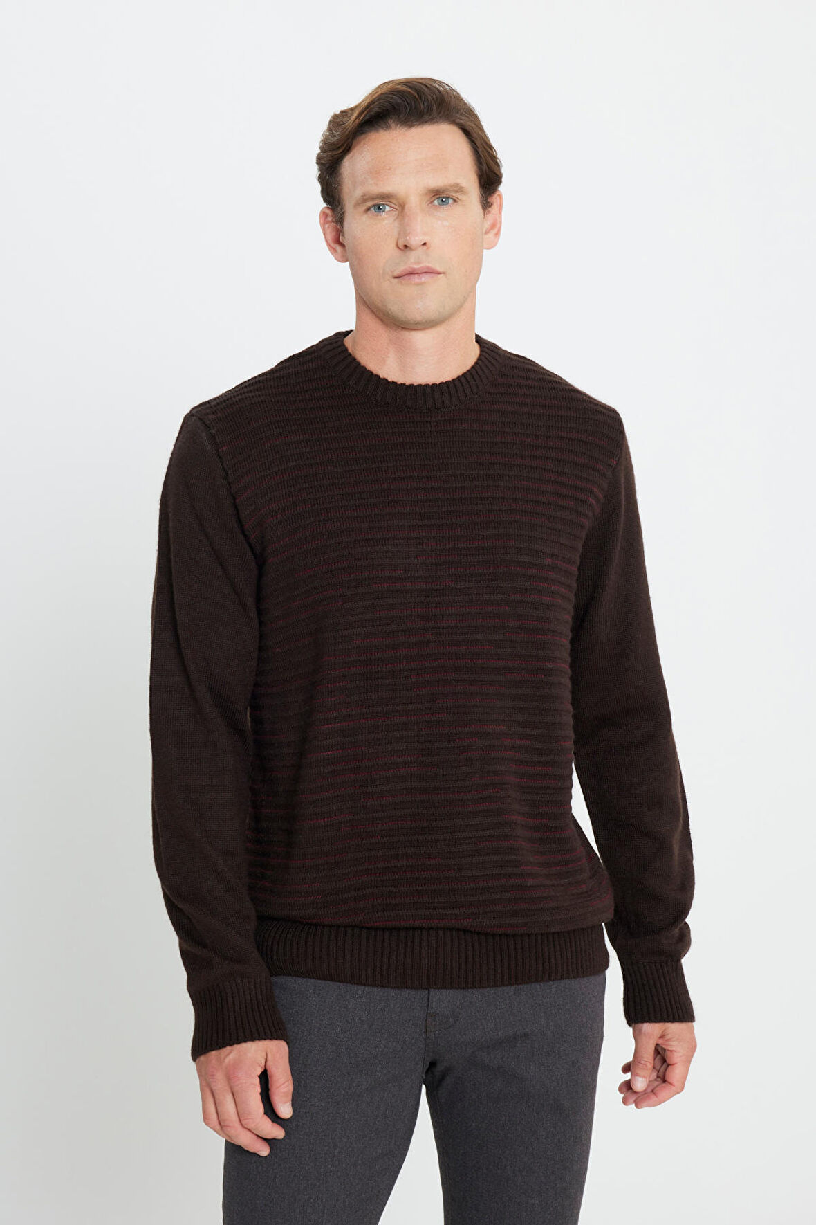 Altınyıldız Classics Bisiklet Yaka Standart Kahve Melanj Erkek Kazak 4A4924100054