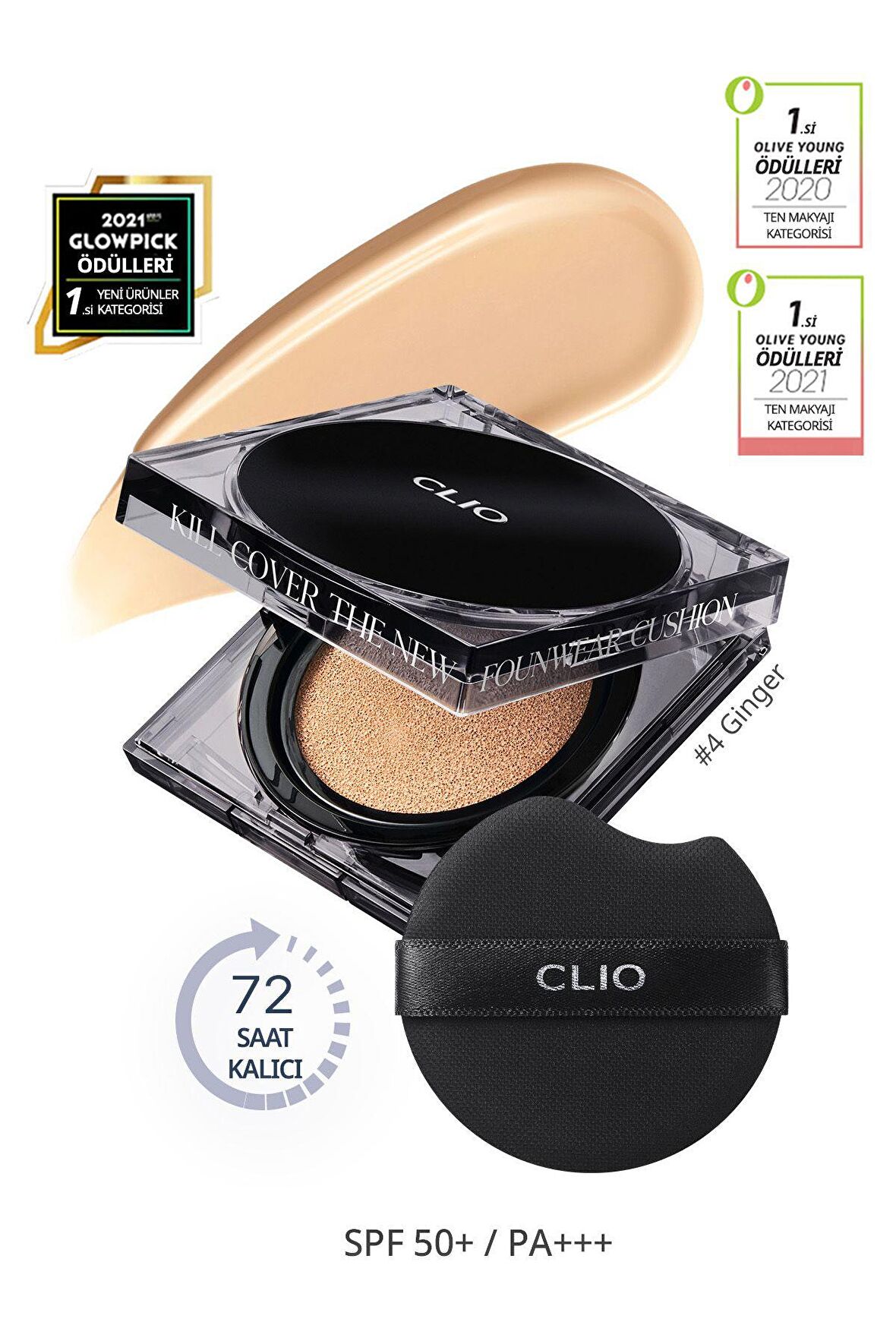 Kalıcı Kapatıcı Cushion Clio Kill Cover The New Founwear Cushion +Refill (4 Ginger) SPF50+ PA+++