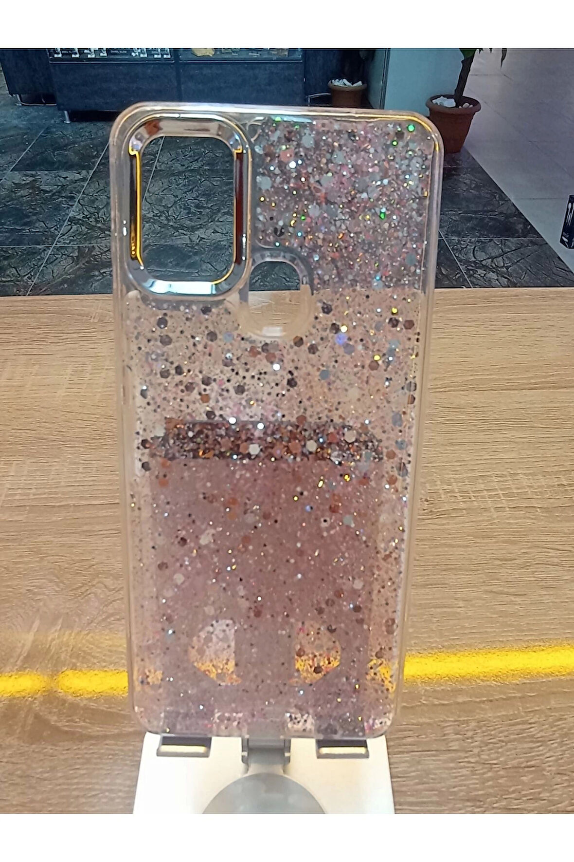 Samsung Galaxy A21S Uyumlu Simli Kamera Çerçevesi Metal Kapak Tuşları Metal Kılıf