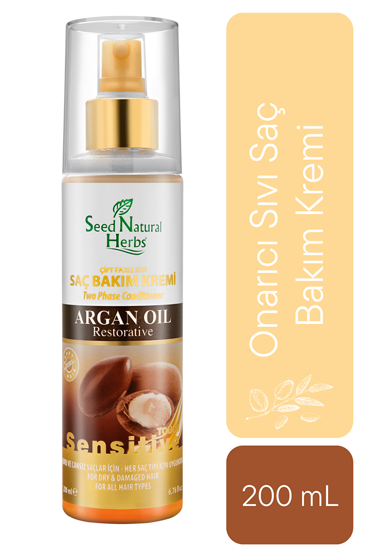 Çift Fazlı Argan Yağlı Sıvı Saç Kremi 200 ml