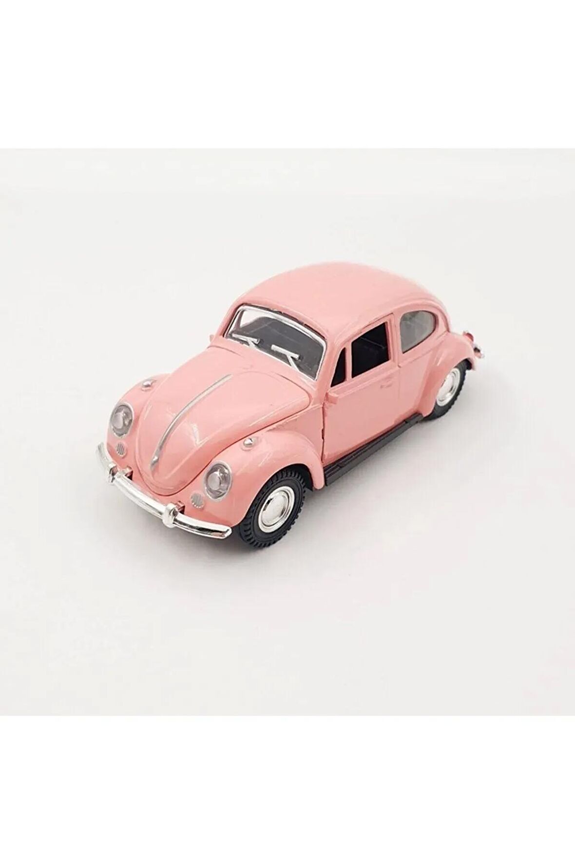 Pembe Metal Beetle Vosvos Araba 12 Cm Diecast Açılır Kapı Çek Bırak Oyuncak Dekor