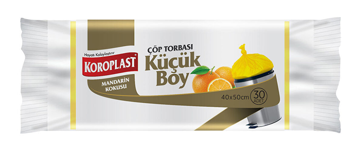 Koroplast Mandarin Kokulu Küçük Boy Çöp Torbası 30 Adet 40x45 cm