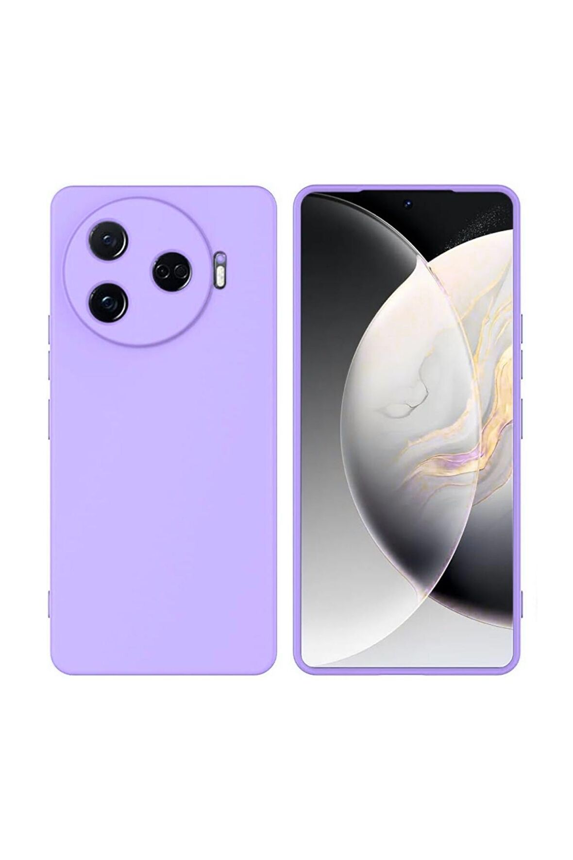 Tecno Camon 30 Pro CL8 Uyumlu Silikon Kılıf - Kamera Korumalı Esnek Pastel Renk Kapak - Lila