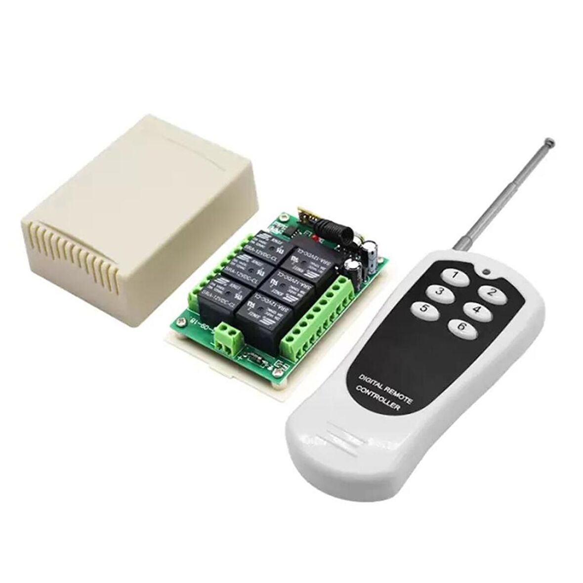 12V 433MHz 6 Kanallı Kablosuz Kumandalı RF Alıcılı Röle Modülü (Kutulu)
