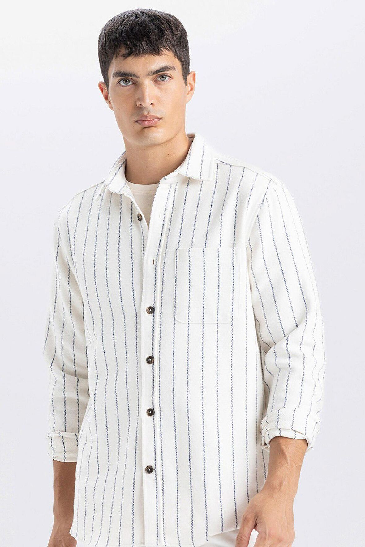 DeFacto Regular Fit Çizgili Oduncu Uzun Kollu Gömlek A8031AX24AUBG74