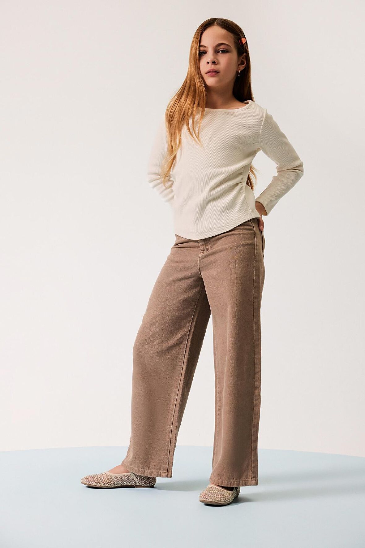 Kız Çocuk Wide Leg Geniş Paça Pamuklu Pantolon