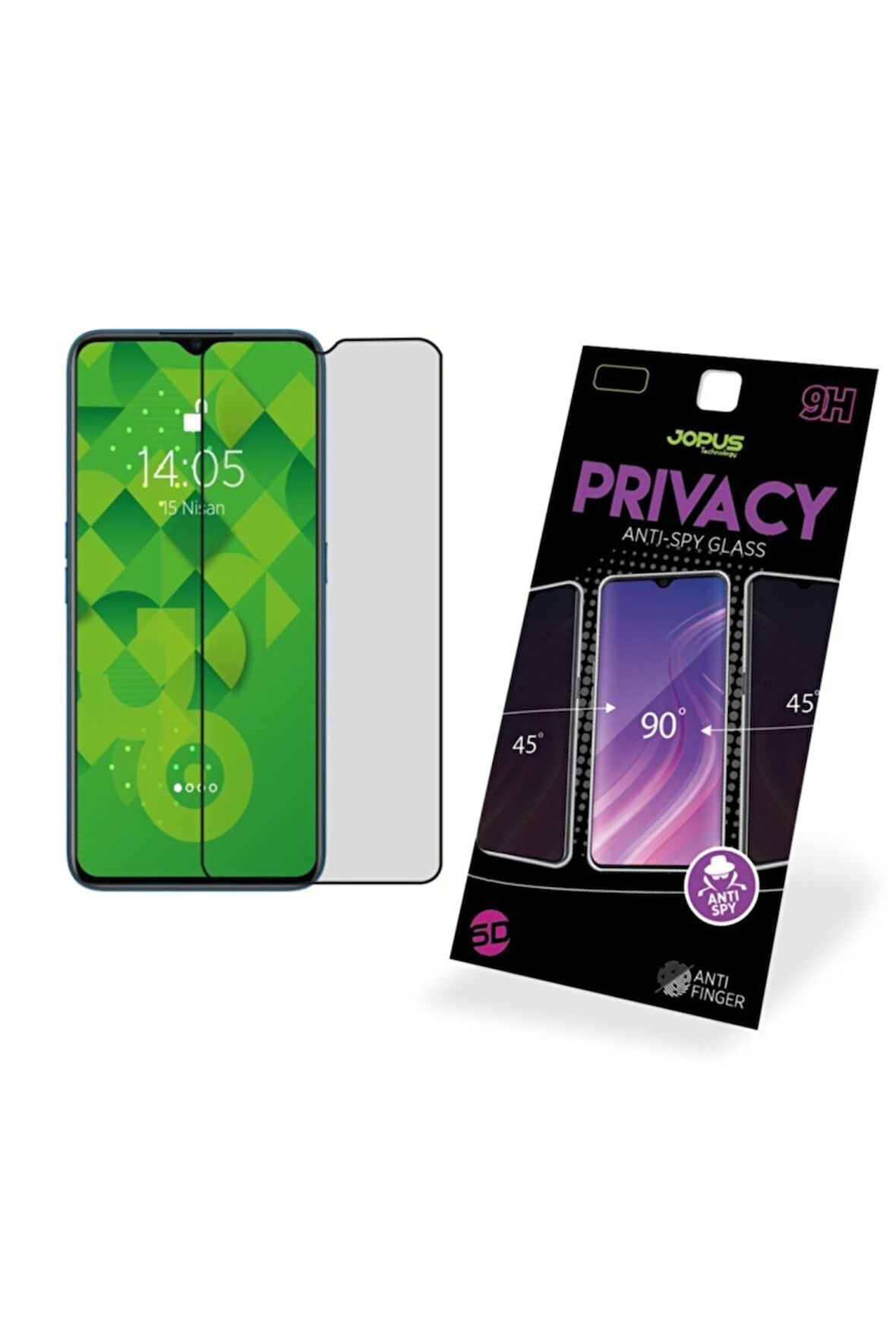 Oppo A5 2020 Hayalet Ekran Privacy Görünmez Gizli Tam Kaplayan Kırılmaz Cam