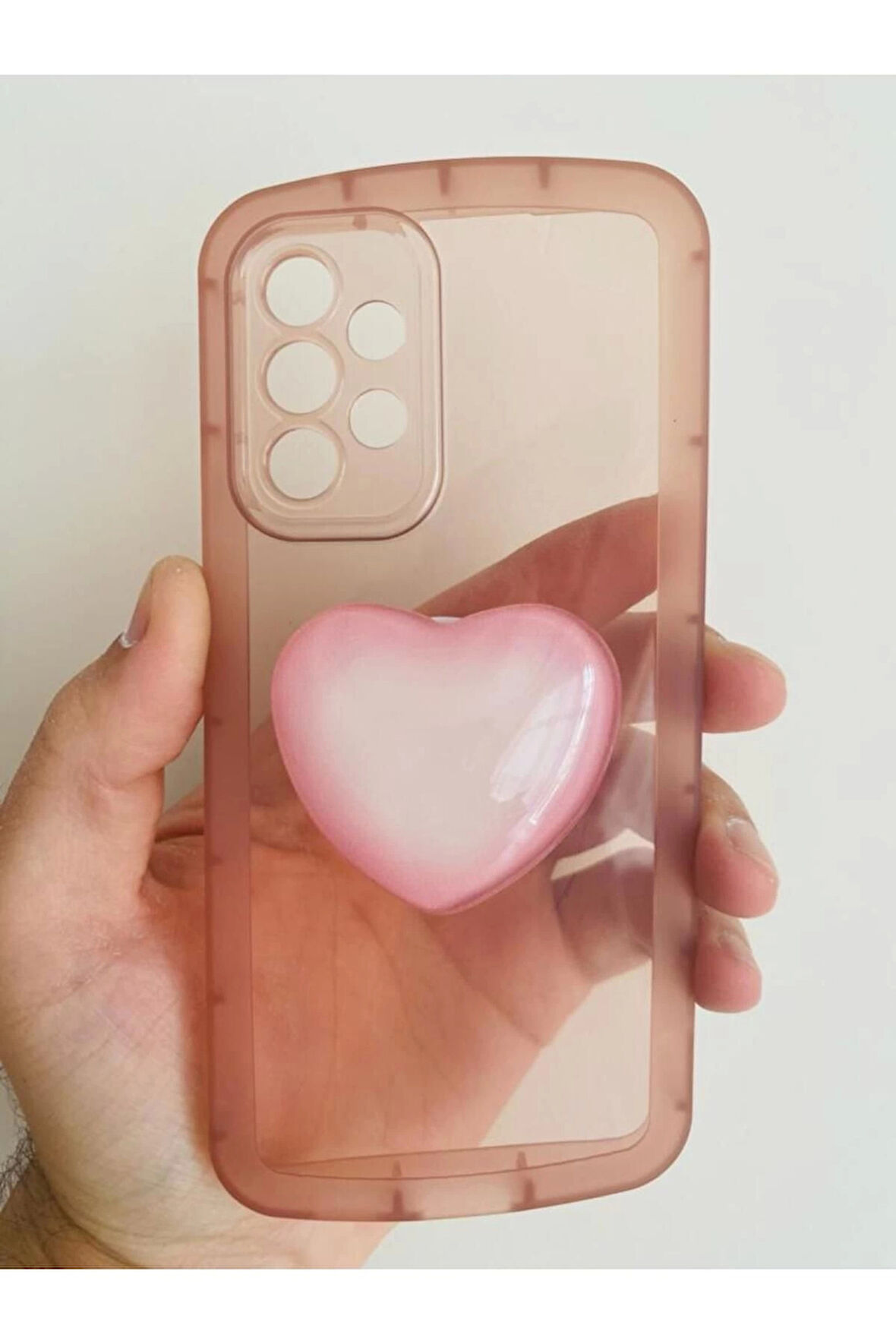 Samsung Galaxy A53 Kamera Korumalı Popsocketli Pembe Kılıf