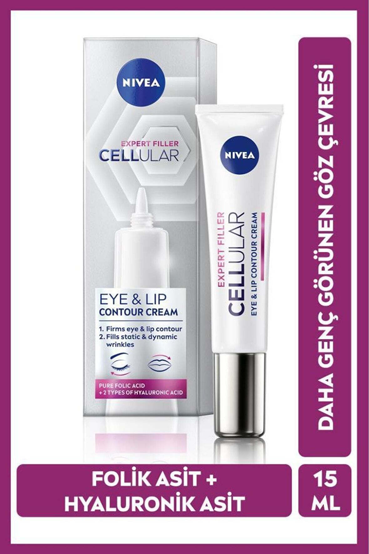 Nivea Cellular Expert Filler Sıkılaştıcı Göz Kremi 15ml, Çizgi Görünümü Azaltıcı, Kolajen, Nemlendirici