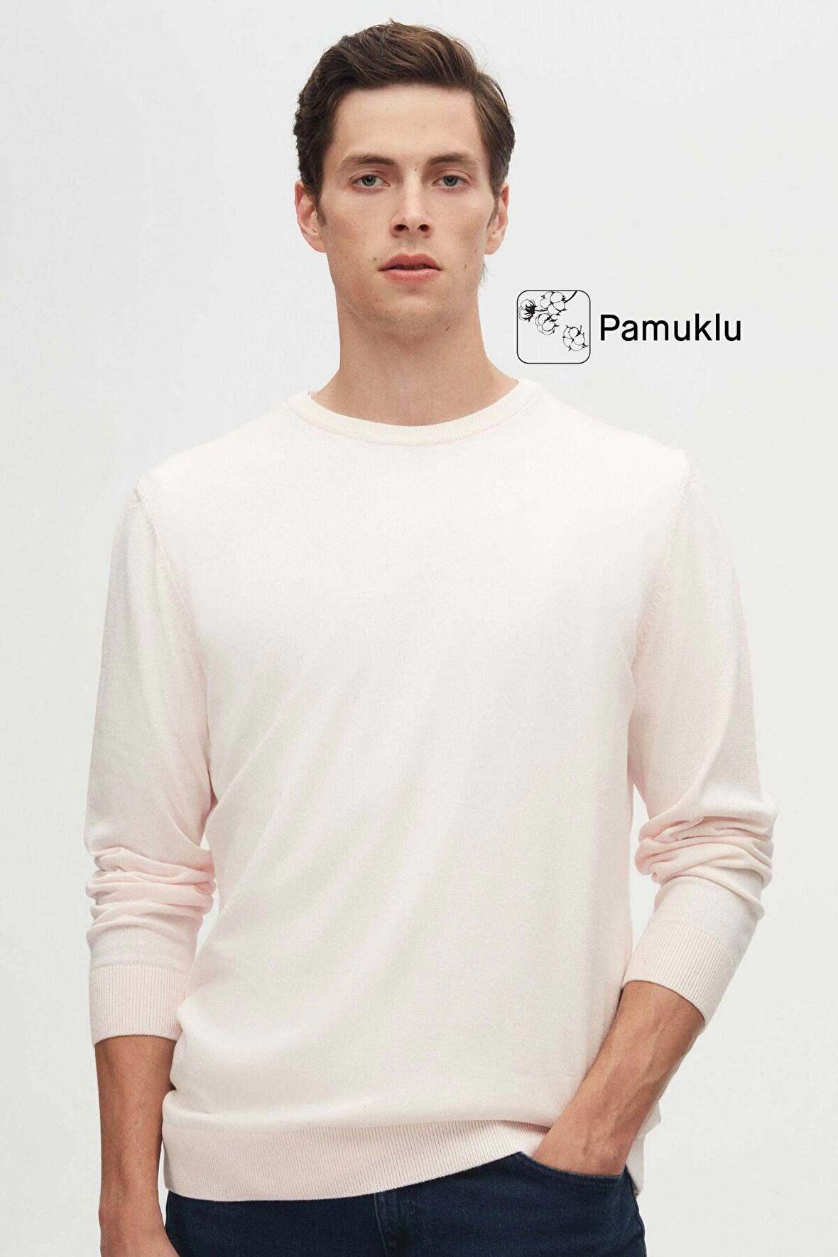 Ds Damat Regular Fit Pudra Pamuk Karışımlı Triko Kazak 5HF06ORT12004 5HF06ORT12004