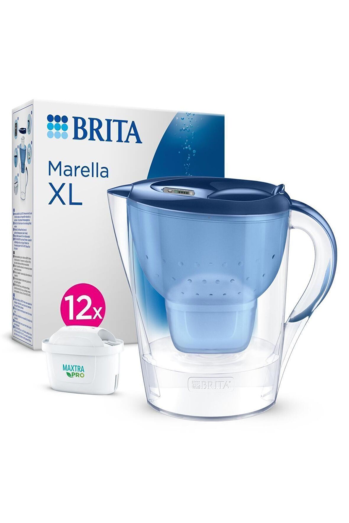 BRITA Marella XL 12x Maxtra Pro All-In-1 Filtreli Su Arıtma Sürahisi – Mavi (3,5L)