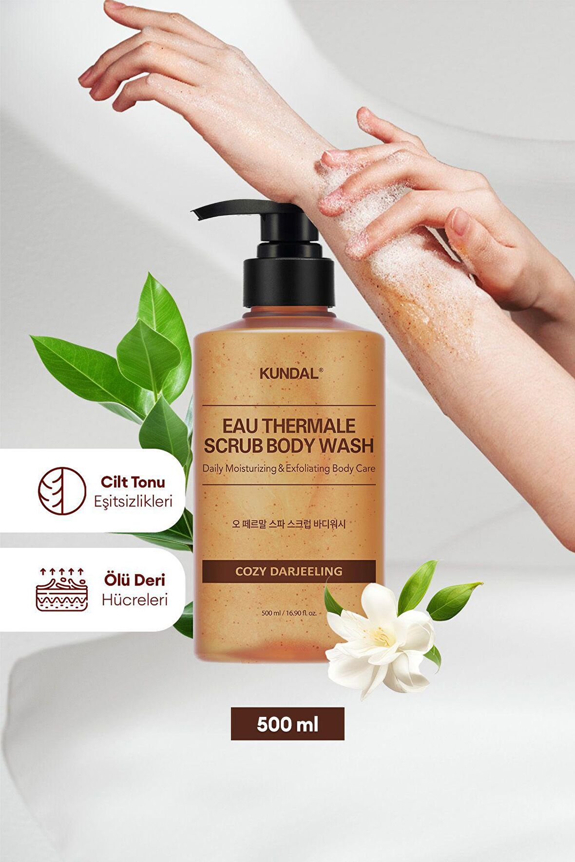 Nemlendirici ve Arındırıcı Tanecikli Vücut Yıkama Jeli Kundal Scrub Body Wash 500ml(Cozy Darjeeling)